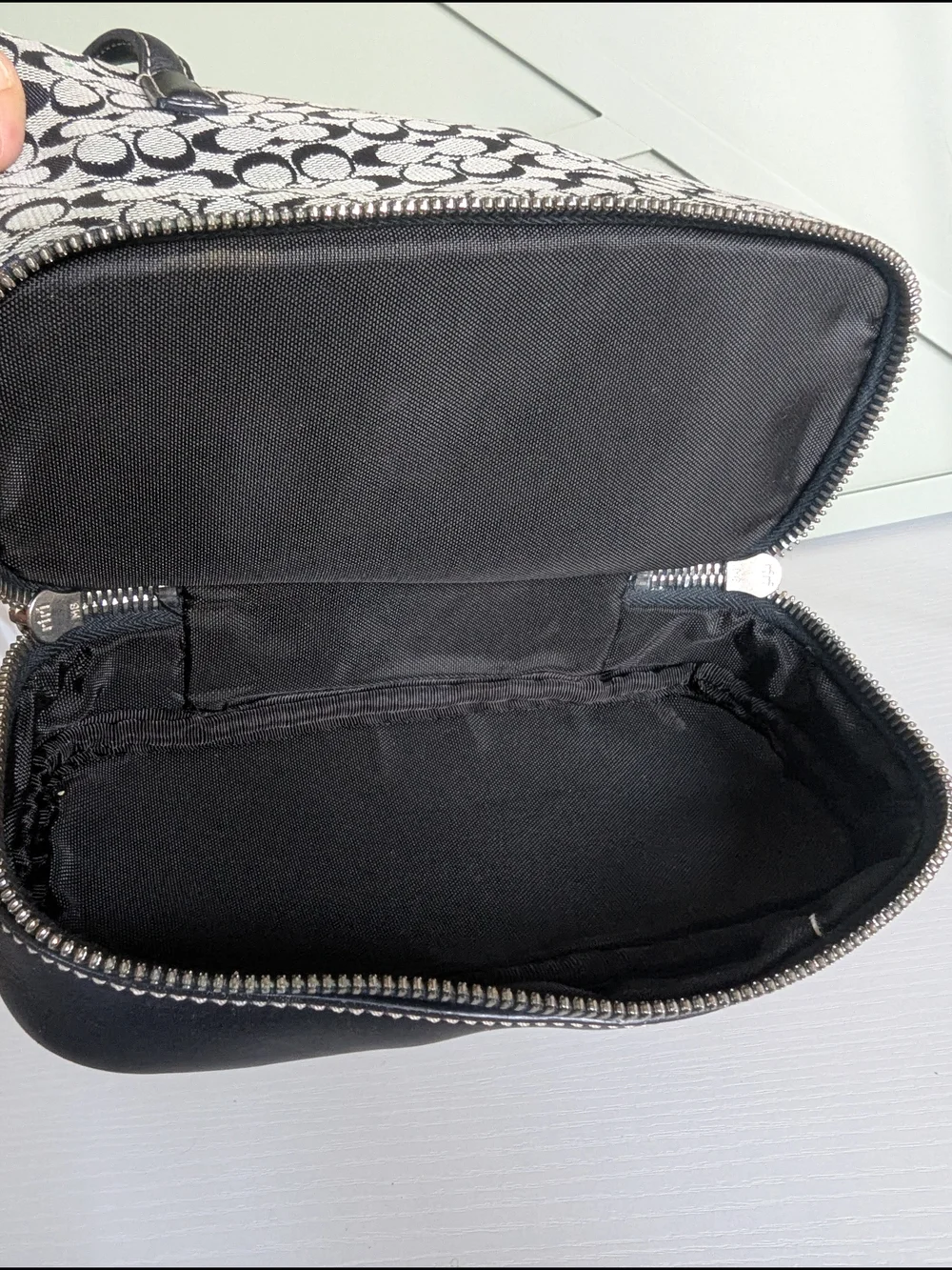 Coach Signature Canvas Satchel in Navy/Beige